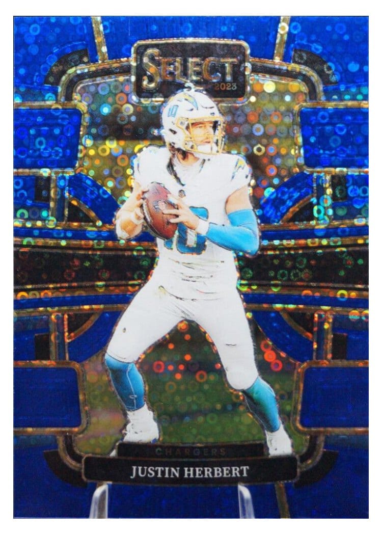 2023 Panini Select Base Set Justin Herbert Tie-Dye Prizm #52 card