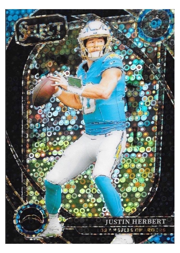 2024 Panini Select Base Set Justin Herbert Black Disco Prizm #232 card