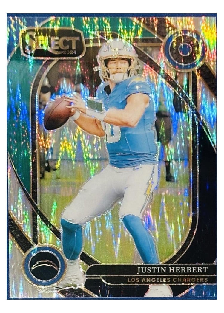 2024 Panini Select Base Set Justin Herbert Black Green Prizm Shock #232 card
