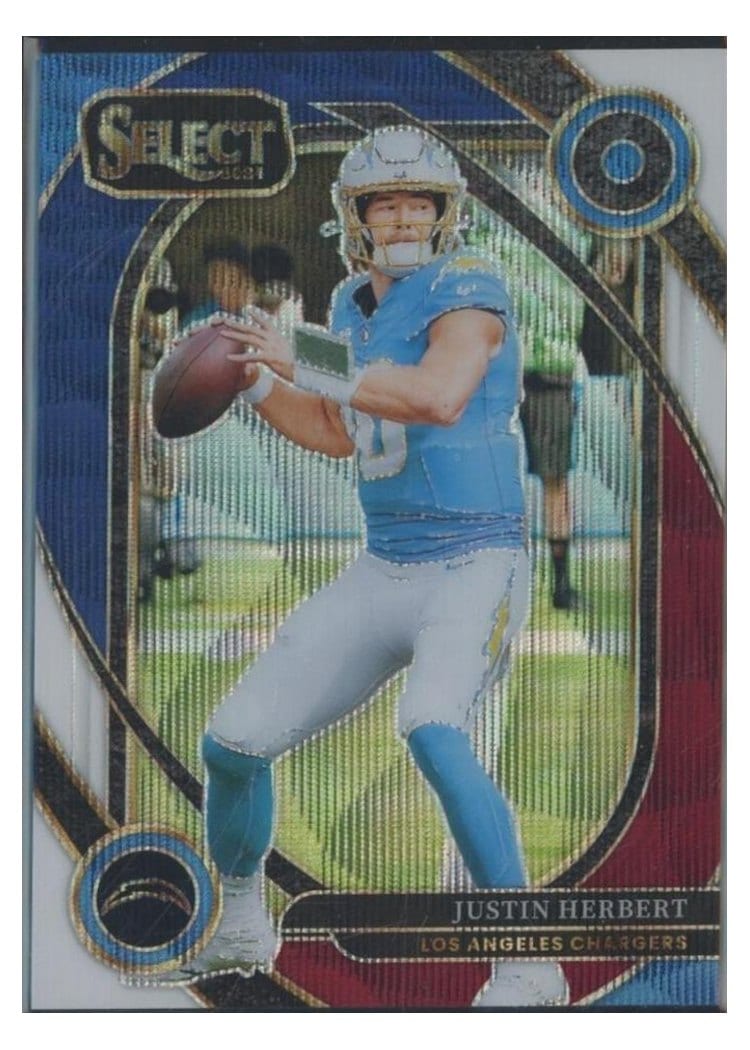 2024 Panini Select Base Set Justin Herbert Tri-Color Prizm #232 card