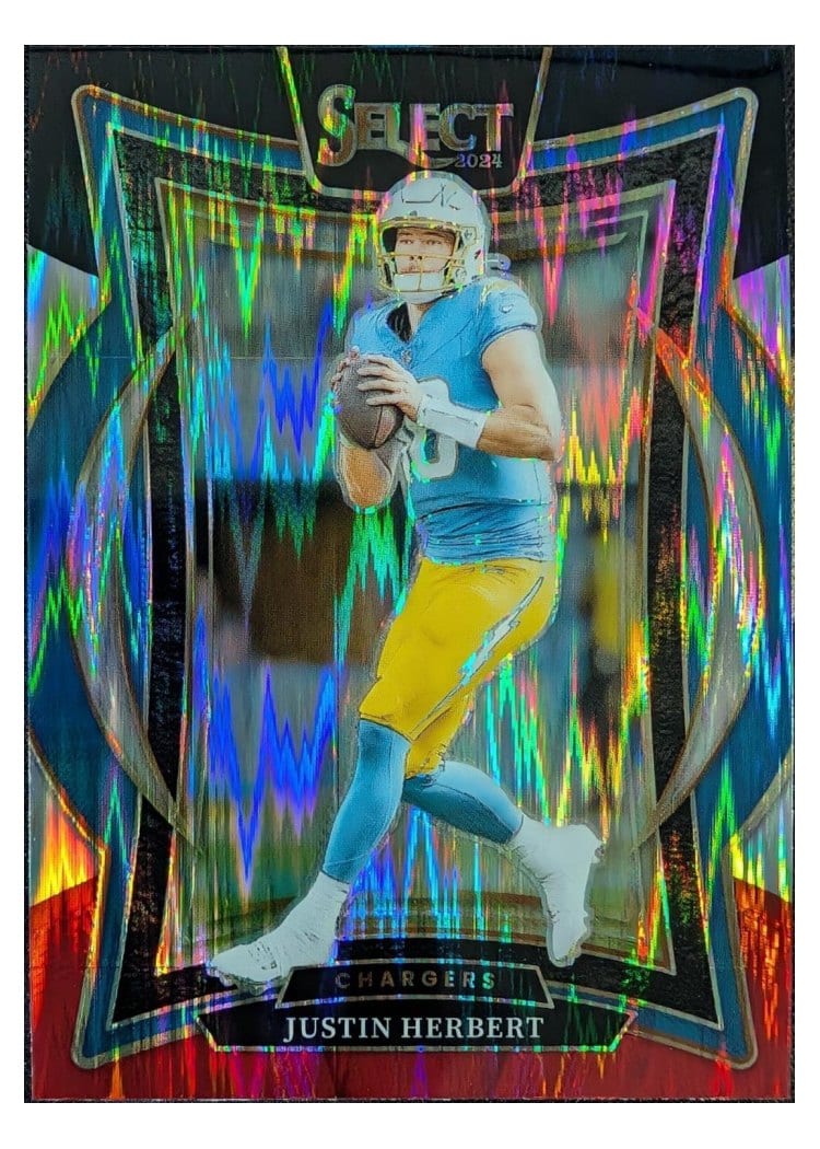 2024 Panini Select Base Set Justin Herbert Black Red Prizm Shock #41 card