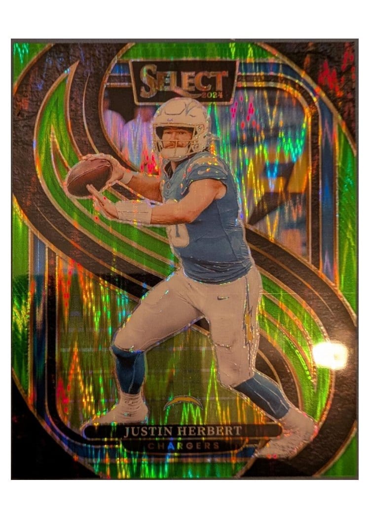 2024 Panini Select Base Set Justin Herbert Green Prizm #461 card