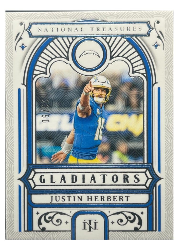 2025 Panini National Treasures Gladiators Justin Herbert #6 card