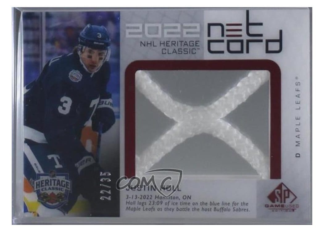 2022-23 SP Game Used 2022 NHL Heritage Classic Net Cord Relics Justin Holl #HCN-JH card