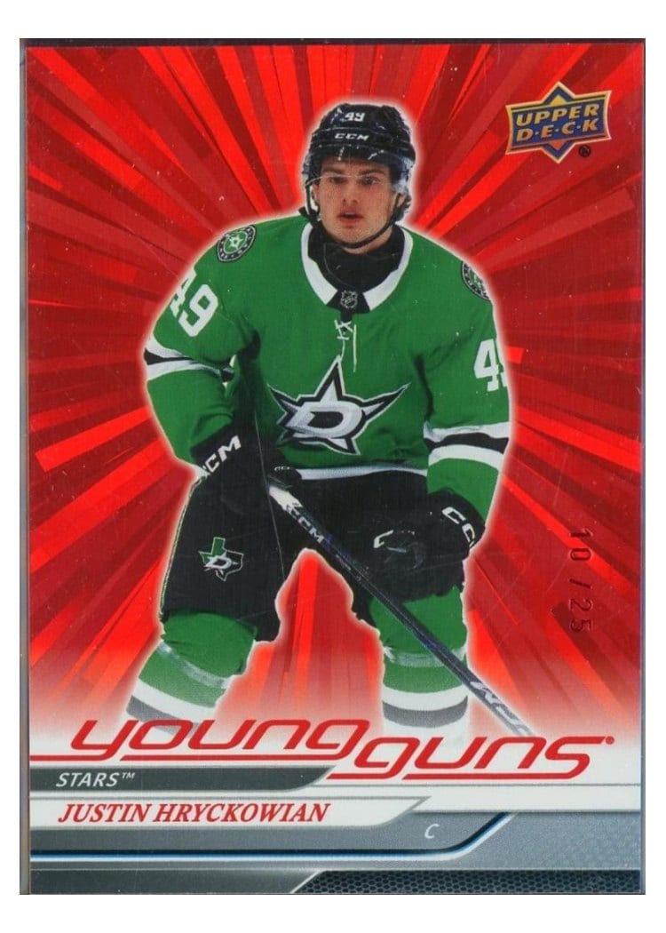 2024-25 Upper Deck Base Set Justin Hryckowian Outburst Red #723 card