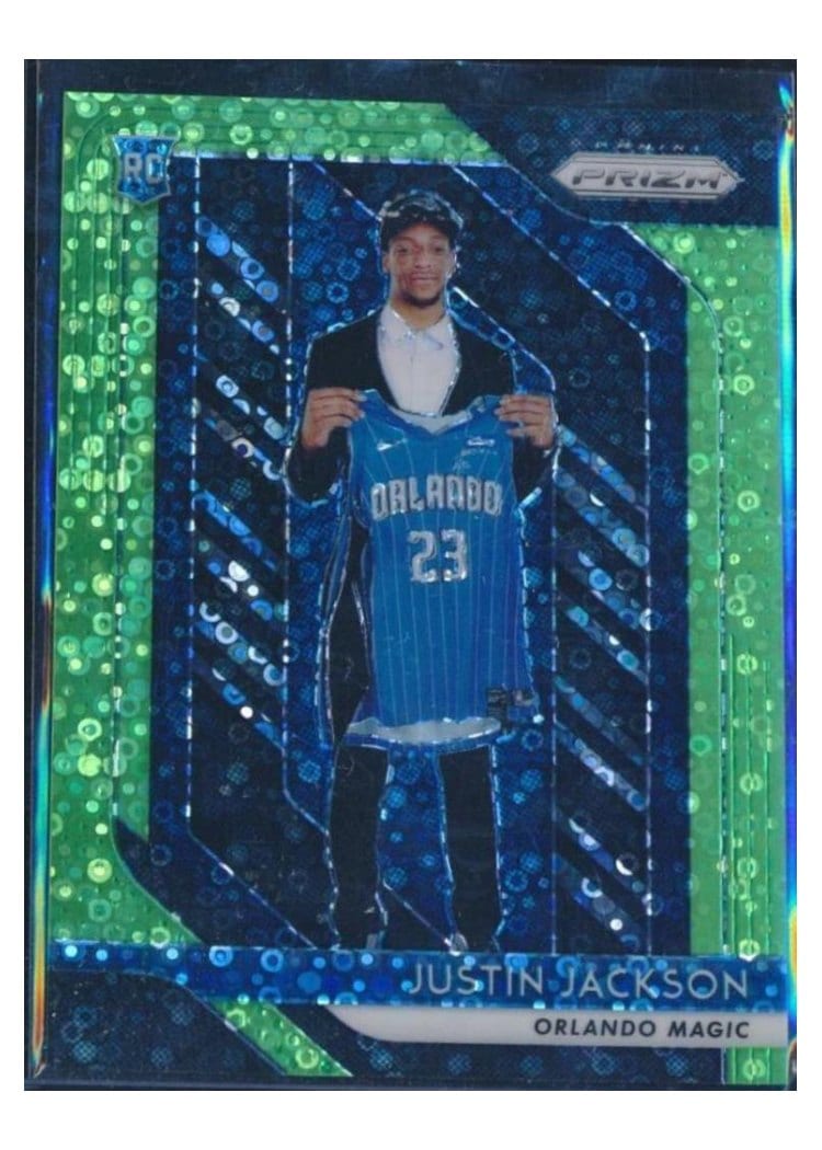 2018-19 Panini Prizm Base Set Justin Jackson Fast Break Prizm Neon Green #191 card