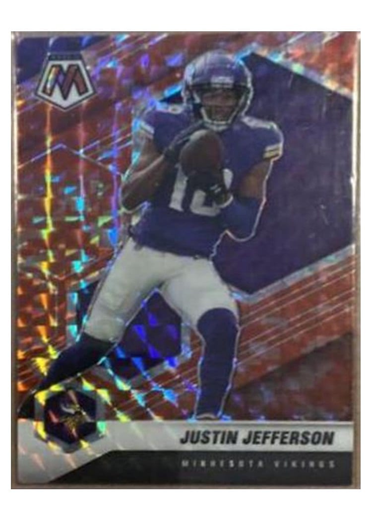 2021 Panini Mosaic Base Set Justin Jefferson Camo Red Mosaic #132 card