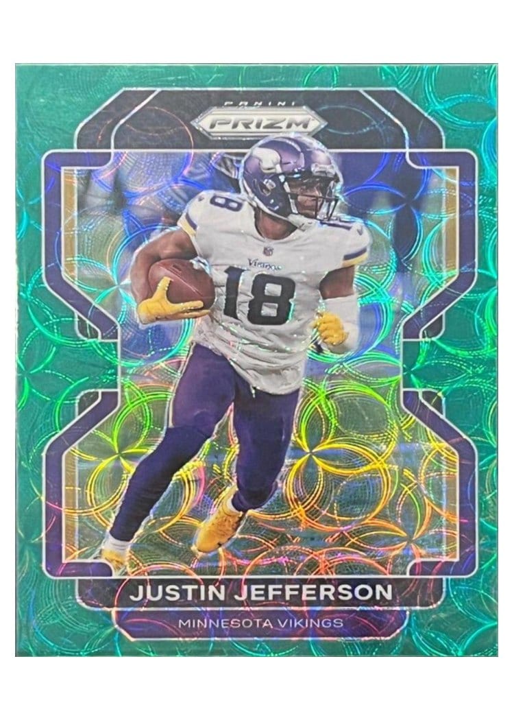 2021 Panini Prizm Base Set Justin Jefferson Green Scope Prizm #125 card