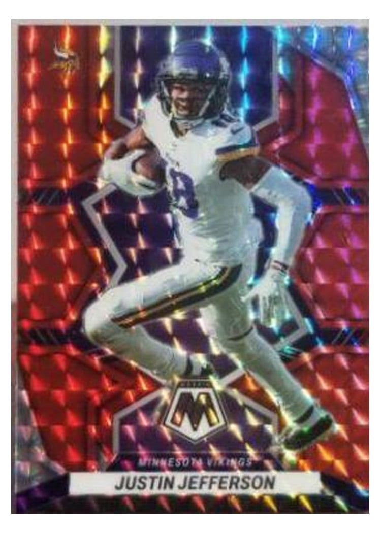 2022 Panini Mosaic Base Set Justin Jefferson Choice Red Green #129 card