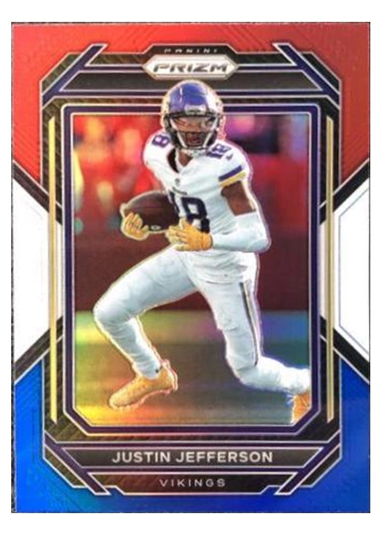 2022 Panini Prizm Base Set Justin Jefferson Red White Blue #190 card
