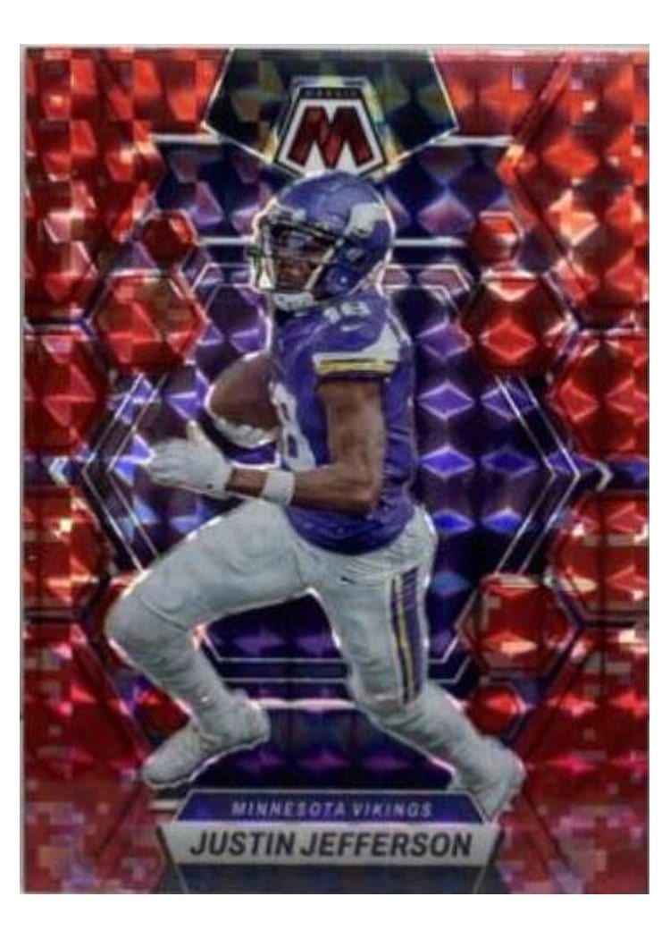 2023 Panini Mosaic Base Set Justin Jefferson Camo Red #152 card