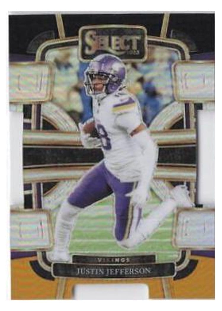 2023 Panini Select Justin Jefferson Black Gold Prizm Die-Cut #65 card