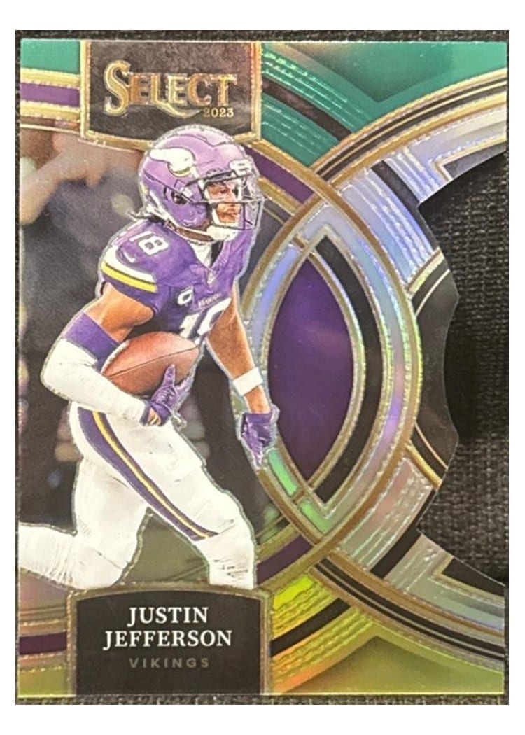 2023 Panini Select Base Set Justin Jefferson Green Prizm Die-Cut #175 card