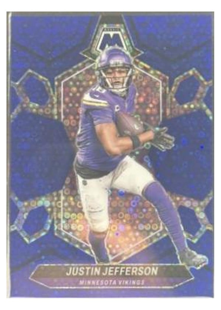 2024 Panini Mosaic Base Set Justin Jefferson No Huddle Blue #143 card