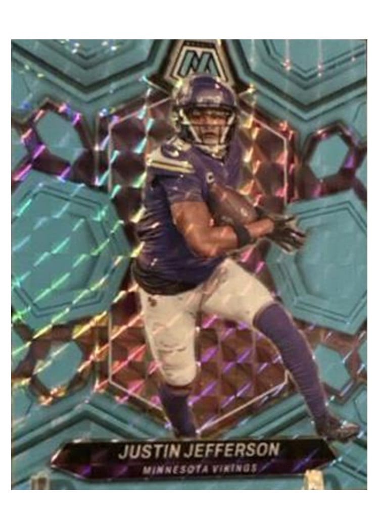 2024 Panini Mosaic Base Set Justin Jefferson Blue Fluorescent #143 card