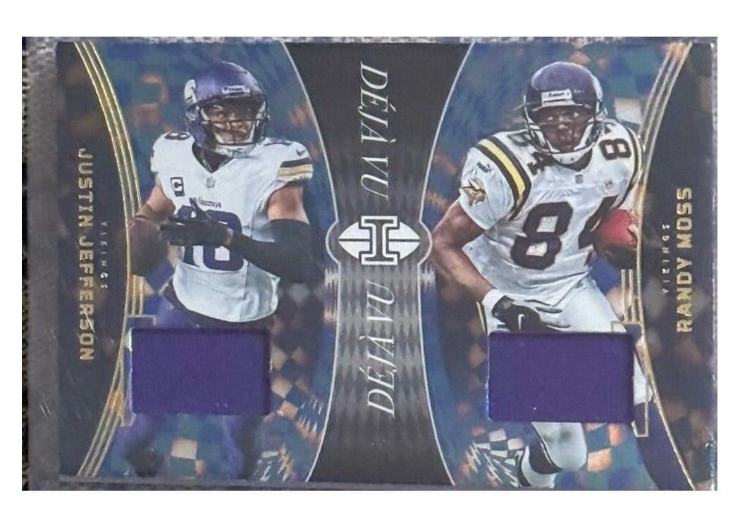 2024 Panini Illusions Deja Vu Dual Relics Justin Jefferson/Randy Moss #4 card