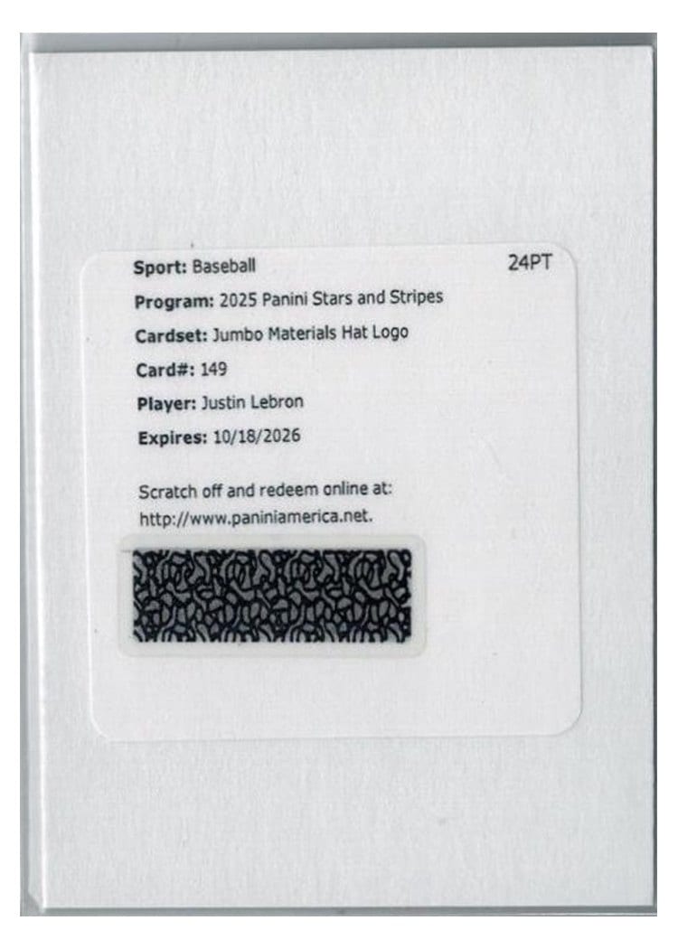 2025 Panini Stars & Stripes Jumbo Material Hat Logo Justin Lebron #JMJ-KP card