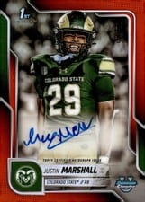 2025 Bowman University Chrome Sapphire Chrome Prospect Autographs Justin Marshall #BCA-JMA card