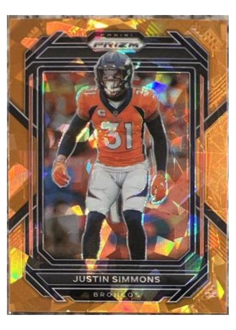 2022 Panini Prizm Base Set Justin Simmons Orange Ice #91 card