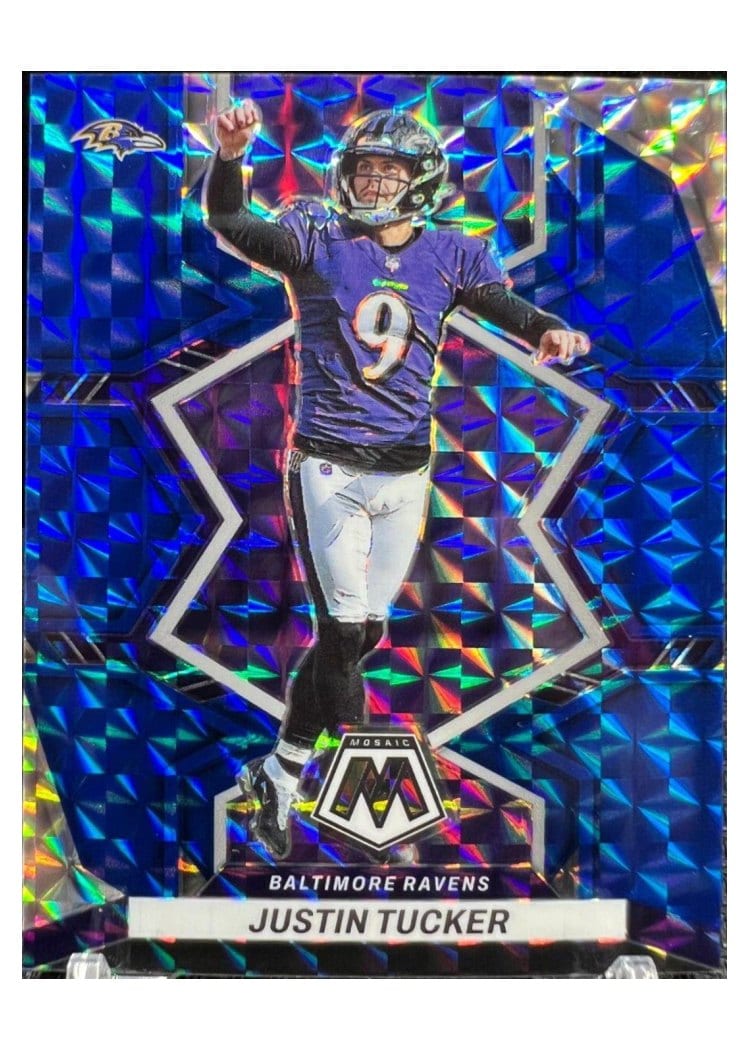 2022 Panini Mosaic Base Set Justin Tucker Blue #18 card