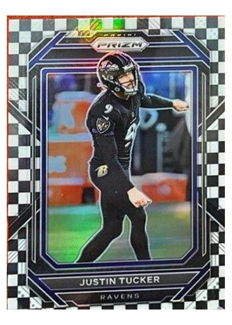 2022 Panini Prizm Base Set Justin Tucker Black White Checker #26 card