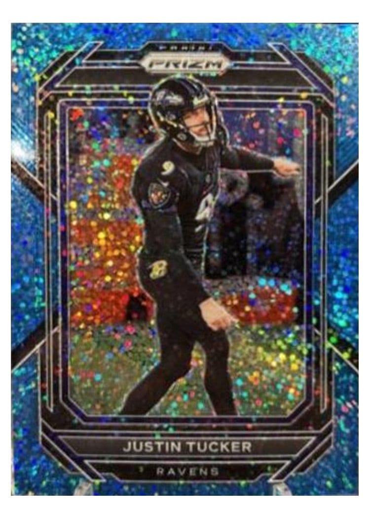 2022 Panini Prizm Base Set Justin Tucker Blue Sparkle #26 card