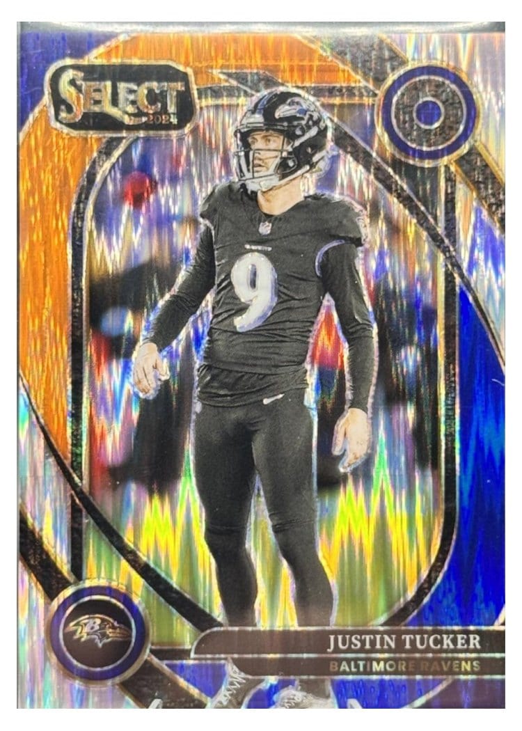 2024 Panini Select Base Set Justin Tucker Blue Orange Prizm Shock #274 card