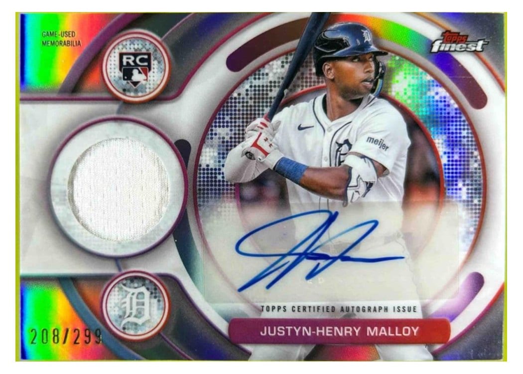 2025 Finest Rookie Autograph Relics Justyn-Henry Malloy #RAJR-JM card
