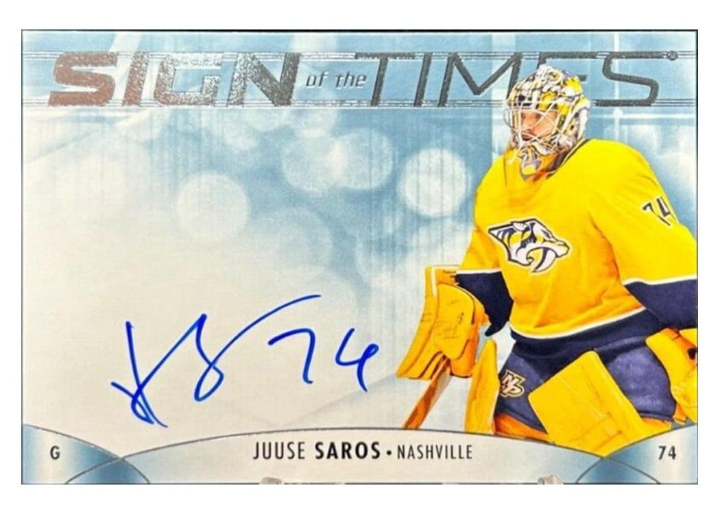 2023-24 SP Authentic Sign of the Times Auto Juuse Saros #SOTT-JS card