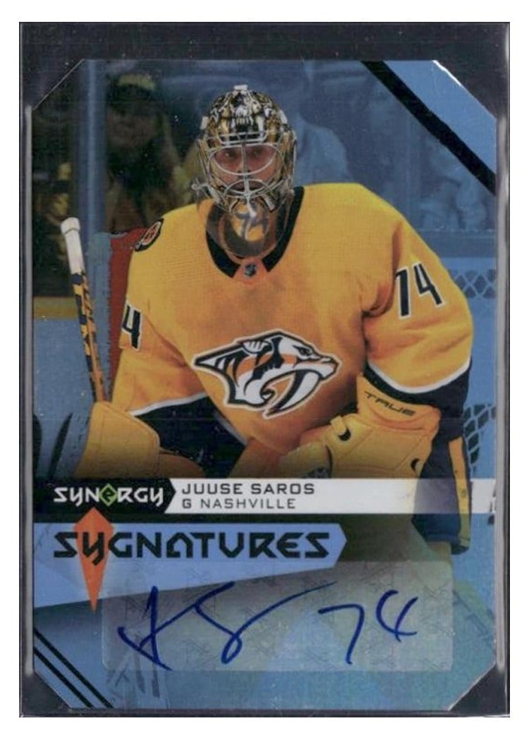 2023-24 Upper Deck Synergy Sygnatures Juuse Saros #S-JS card