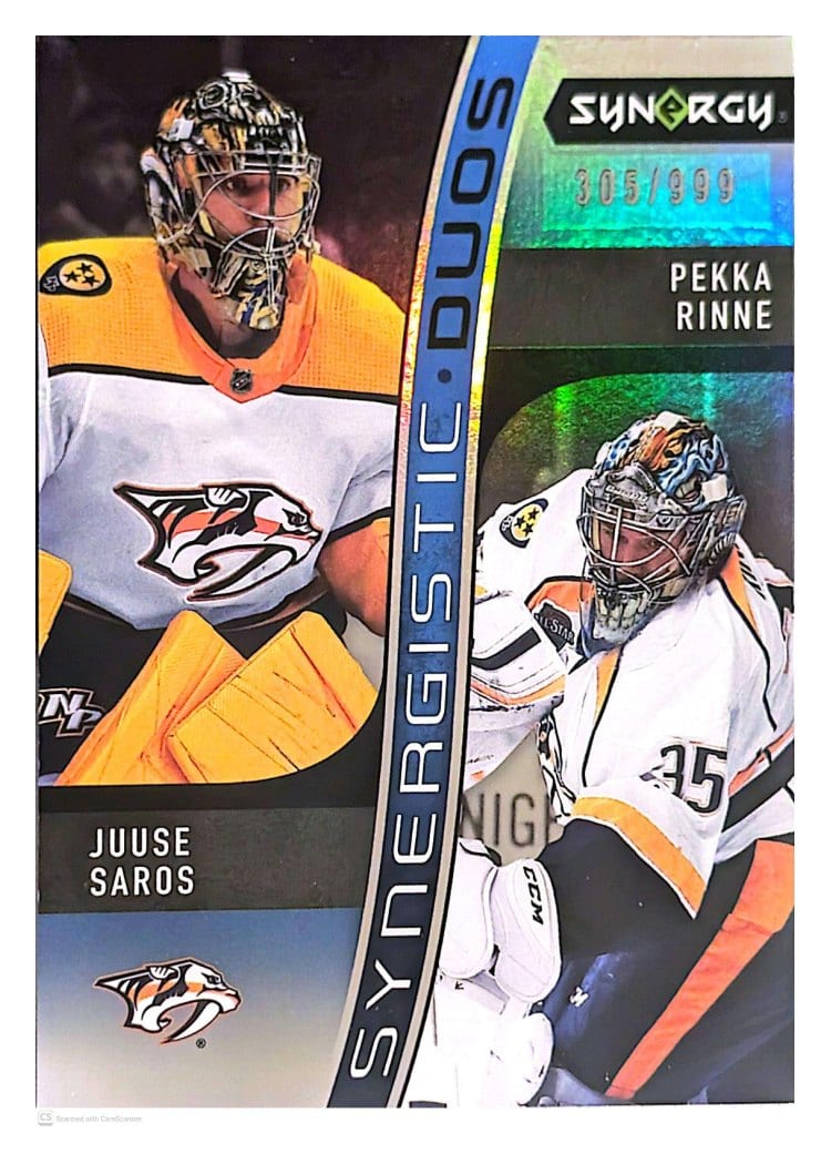2023-24 Upper Deck Synergy Synergistic Duos Juuse Saros/Pekka Rinne #SD-12 card
