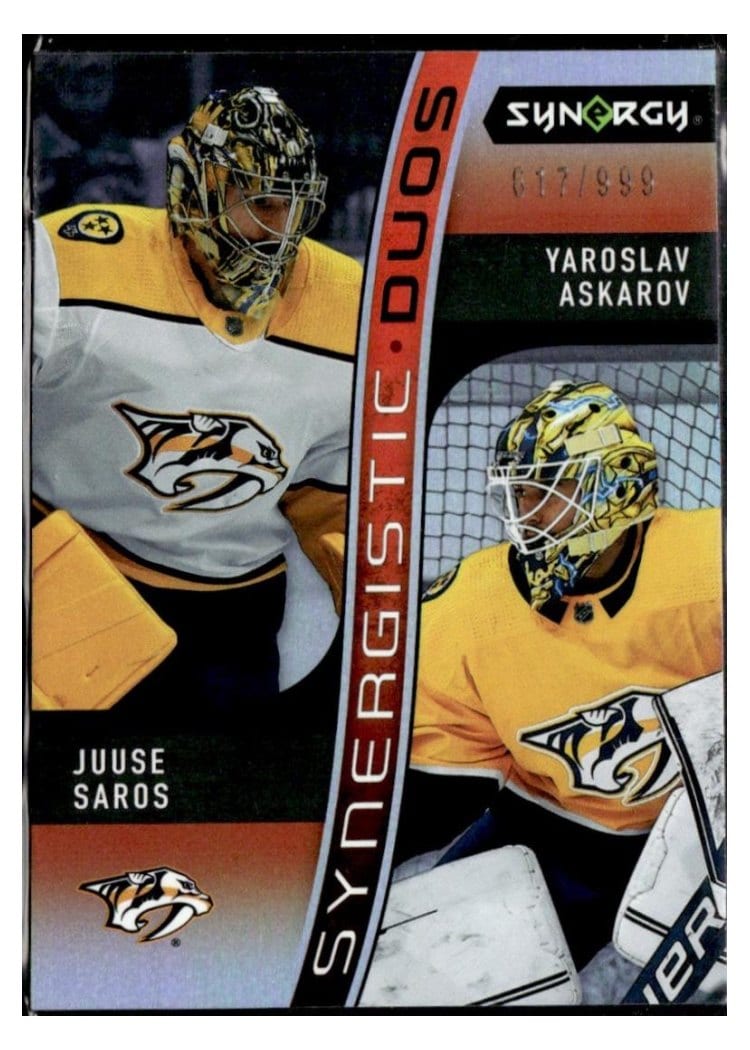 2023-24 Upper Deck Synergy Synergistic Duos Juuse Saros/Yaroslav Askarov #SD-12* card