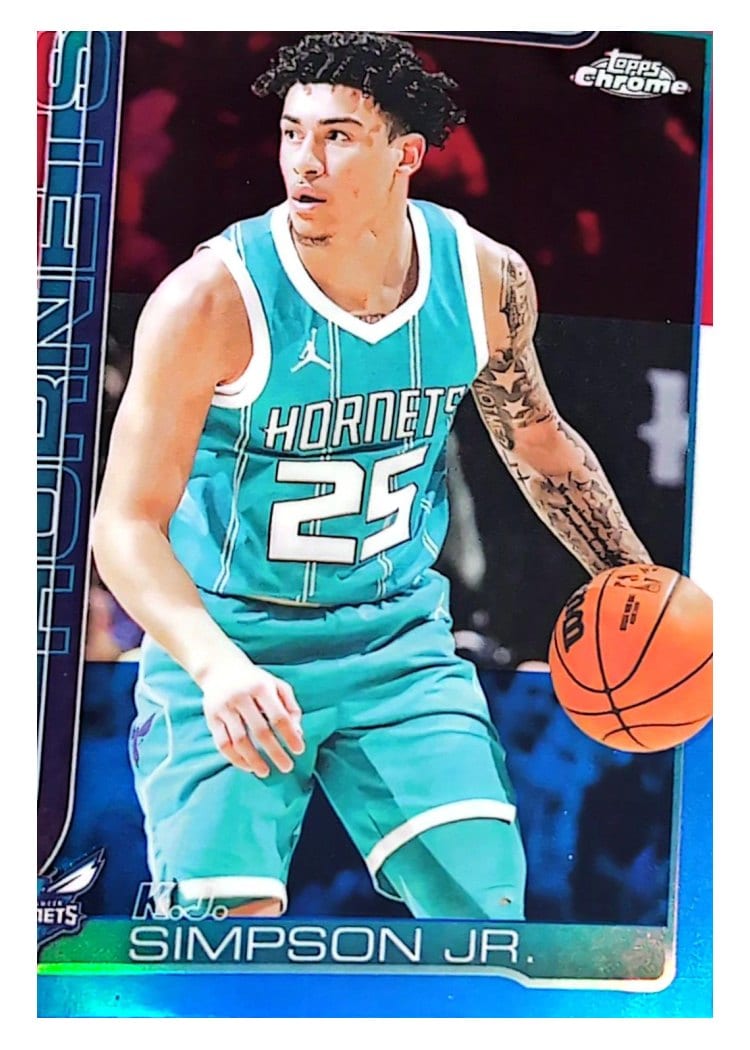 2025-26 Topps Chrome Sapphire Base Set K.J. Simpson Jr. Red White Blue Refractor #45 card