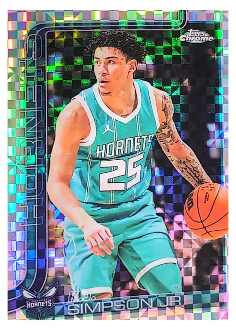 2025-26 Topps Chrome Sapphire Base Set K.J. Simpson Jr. X-Fractor #45 card