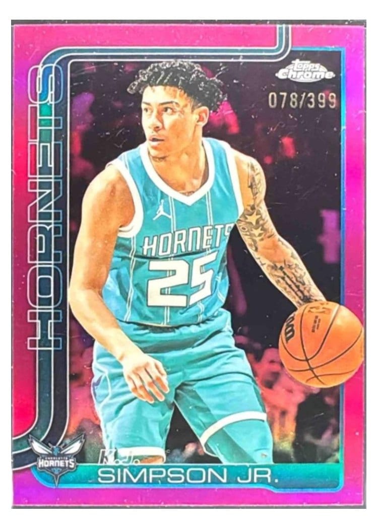 2025-26 Topps Chrome Sapphire Base Set K.J. Simpson Jr. Magenta Refractor #45 card