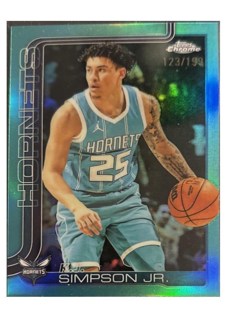 2025-26 Topps Chrome Sapphire Base Set K.J. Simpson Jr. Teal Refractor #45 card