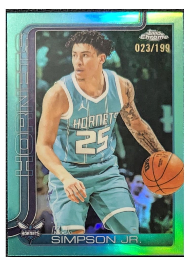 2025-26 Topps Chrome Sapphire Base Set K.J. Simpson Jr. Aqua Refractor #45 card