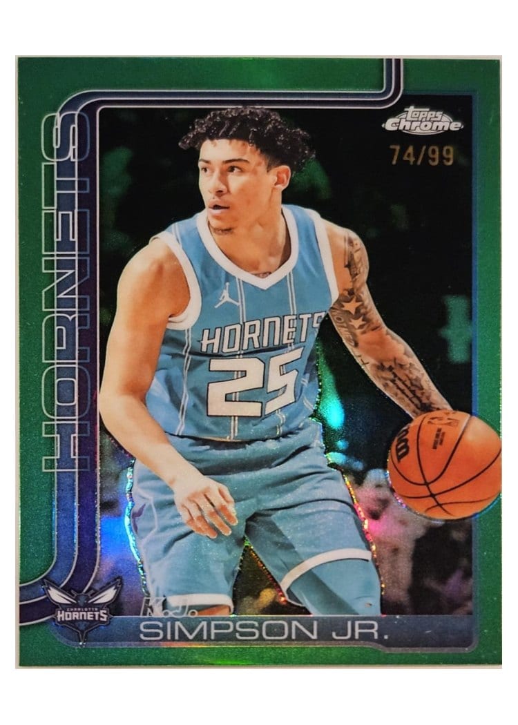 2025-26 Topps Chrome Sapphire Base Set K.J. Simpson Jr. Green Refractor #45 card