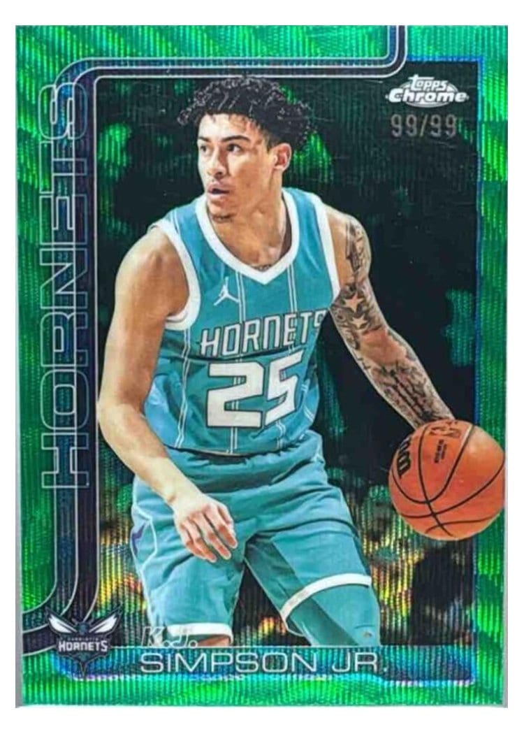 2025-26 Topps Chrome Sapphire Base Set K.J. Simpson Jr. Green Wave Refractor #45 card