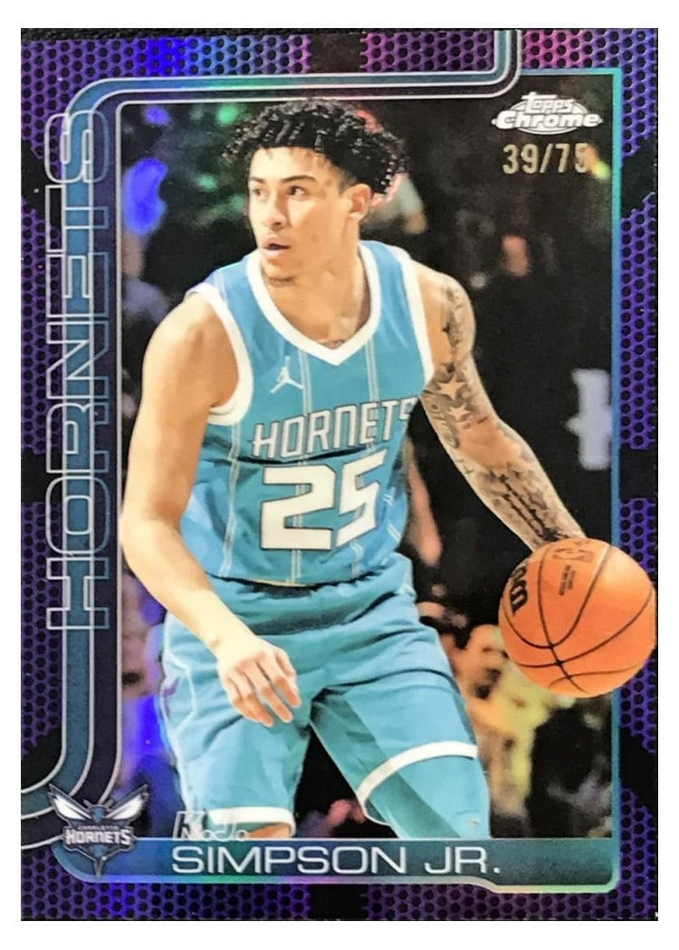 2025-26 Topps Chrome Sapphire Base Set K.J. Simpson Jr. Purple Basketball Refractor #45 card