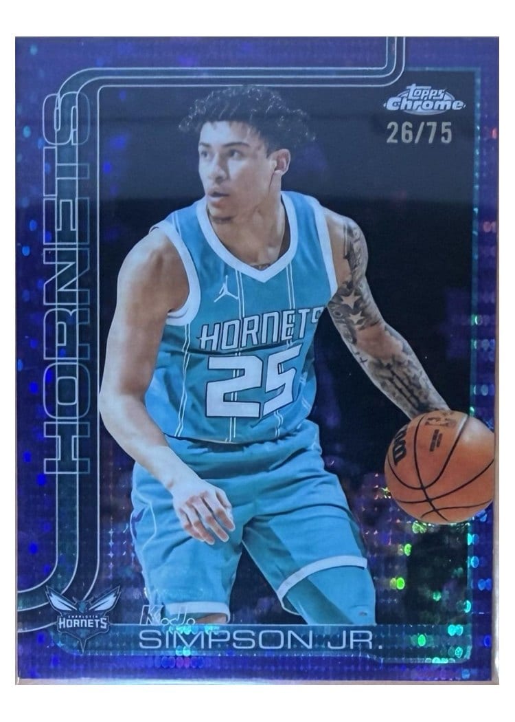 2025-26 Topps Chrome Sapphire Base Set K.J. Simpson Jr. Pulsar Purple Refractor #45 card