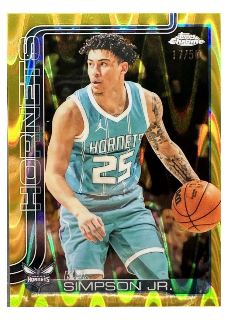 2025-26 Topps Chrome Sapphire Base Set K.J. Simpson Jr. Gold Refractor #45 card