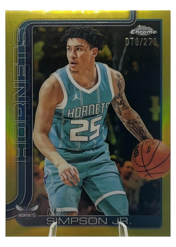 2025-26 Topps Chrome Sapphire Base Set K.J. Simpson Jr. Gold Basketball Refractor #45 card