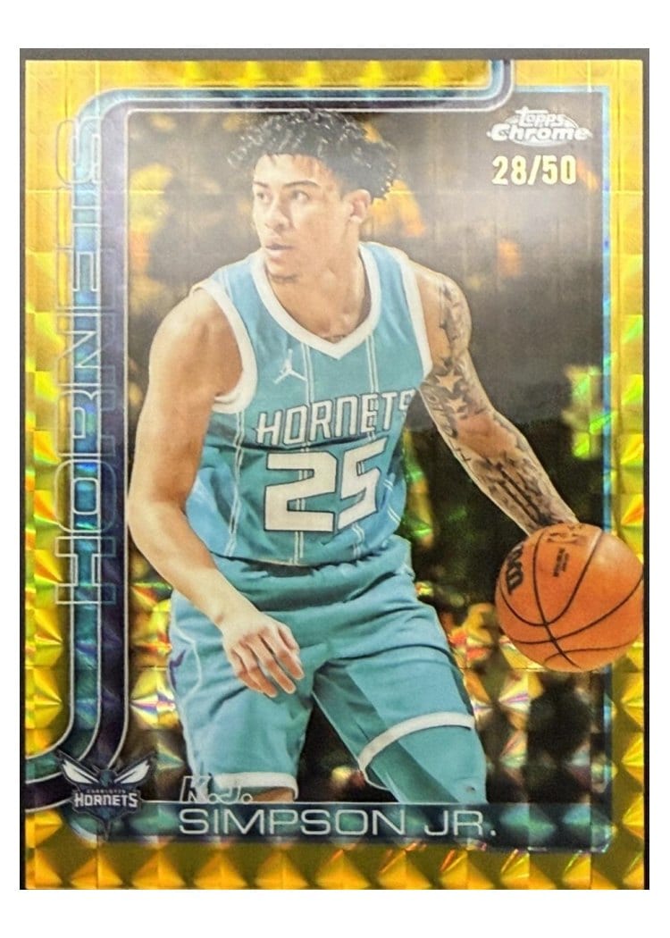 2025-26 Topps Chrome Sapphire Base Set K.J. Simpson Jr. Gold Geometric Refractor #45 card