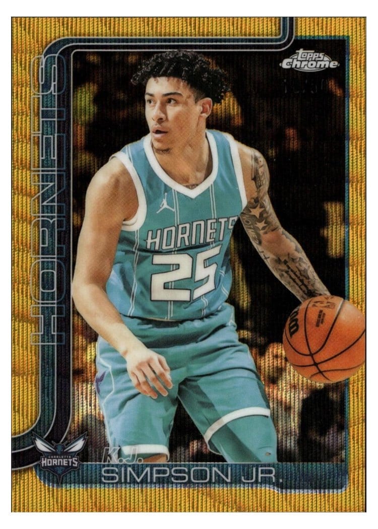 2025-26 Topps Chrome Sapphire Base Set K.J. Simpson Jr. Gold Wave Refractor #45 card