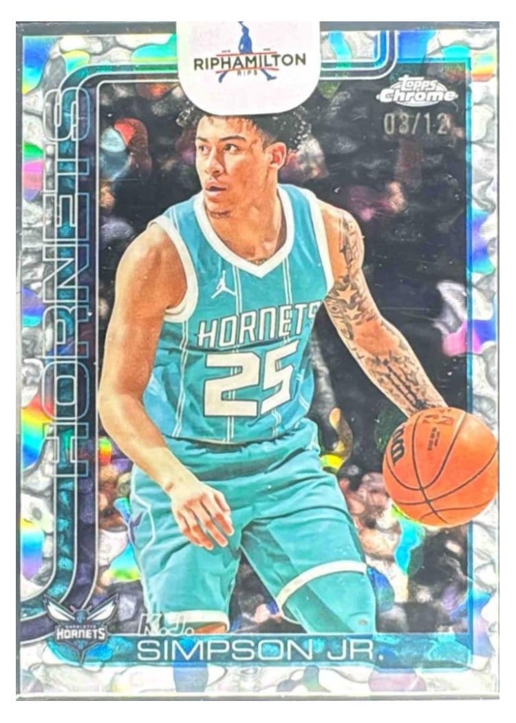 2025-26 Topps Chrome Sapphire Base Set K.J. Simpson Jr. 1st Day Issue #45 card