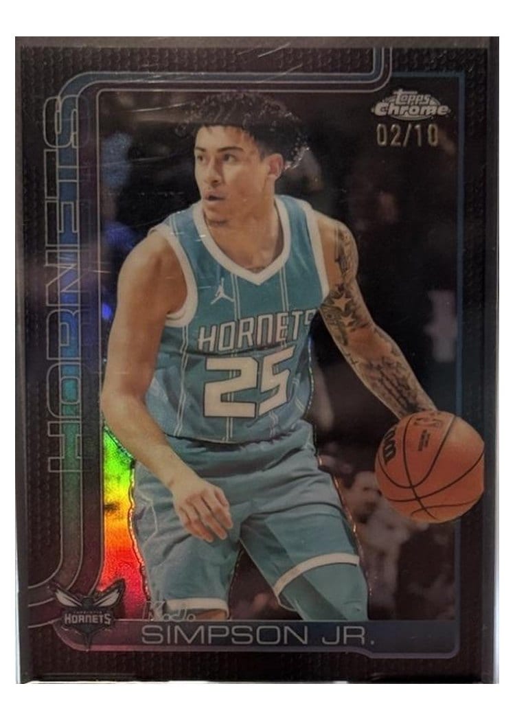 2025-26 Topps Chrome Sapphire Base Set K.J. Simpson Jr. Black Basketball Refractor #45 card
