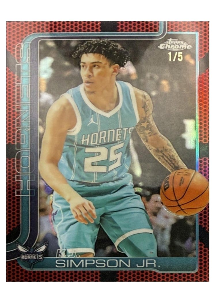 2025-26 Topps Chrome Sapphire Base Set K.J. Simpson Jr. Red Basketball Refractor #45 card