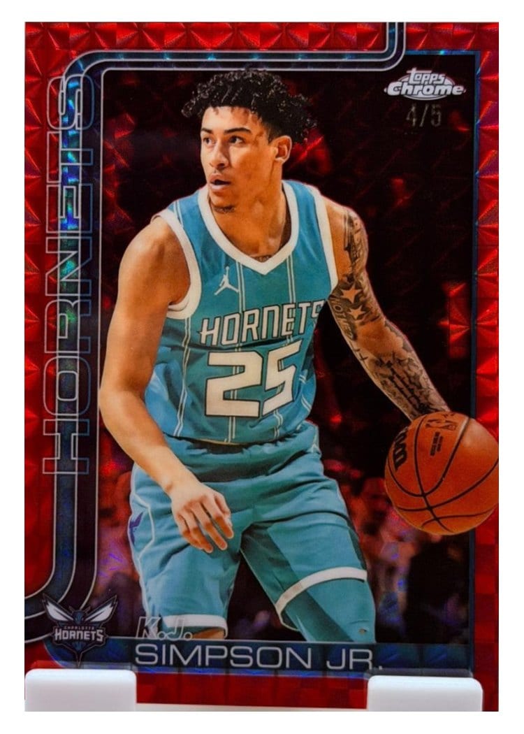 2025-26 Topps Chrome Sapphire Base Set K.J. Simpson Jr. Red Geometric Refractor #45 card
