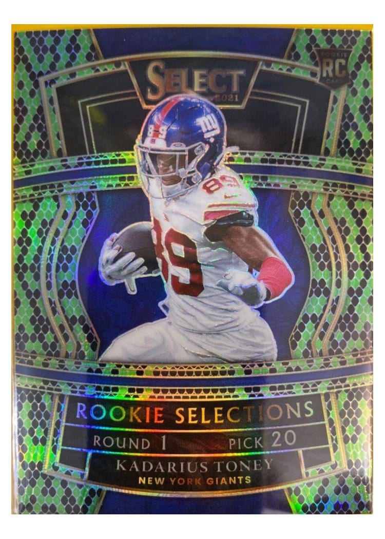 2021 Panini Select Base Set Kadarius Toney Green and Black Snakeskin #352 card
